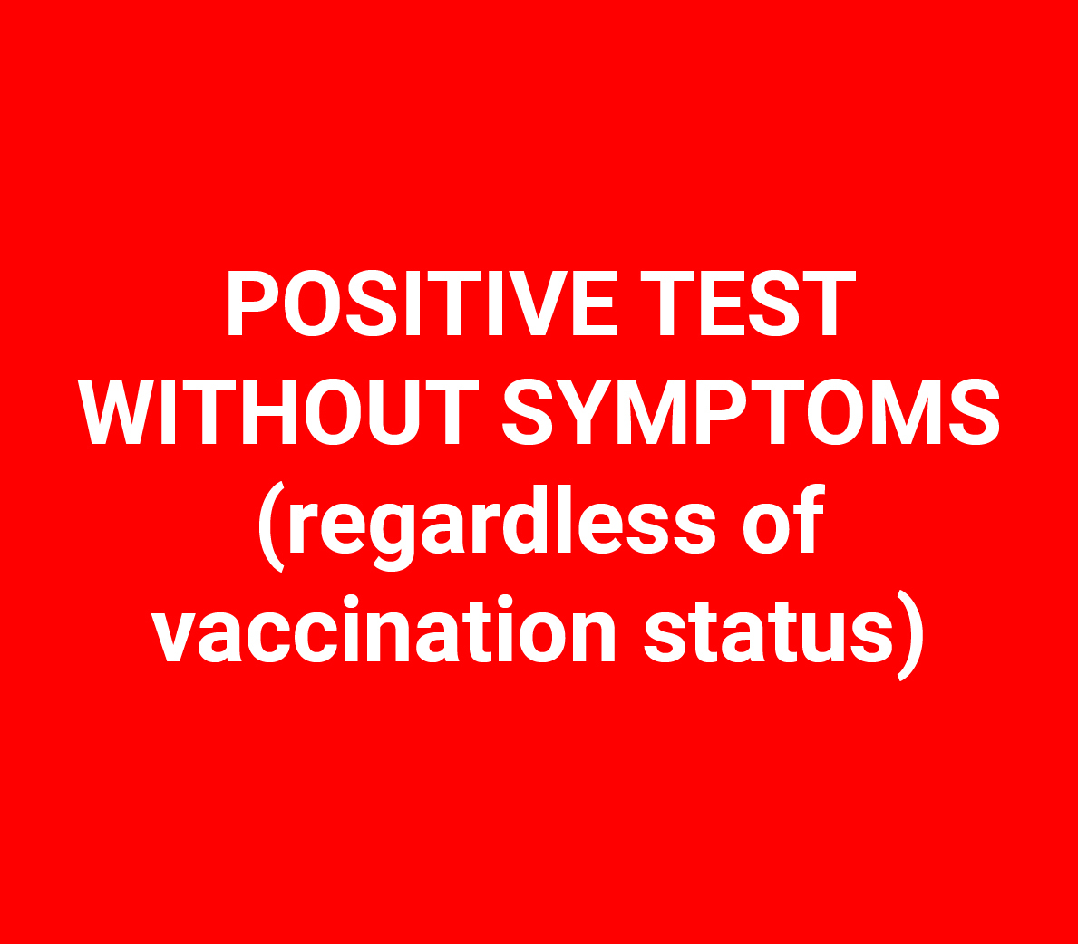 Positive Test Without Symptoms (Regardless of Vaccination Status)